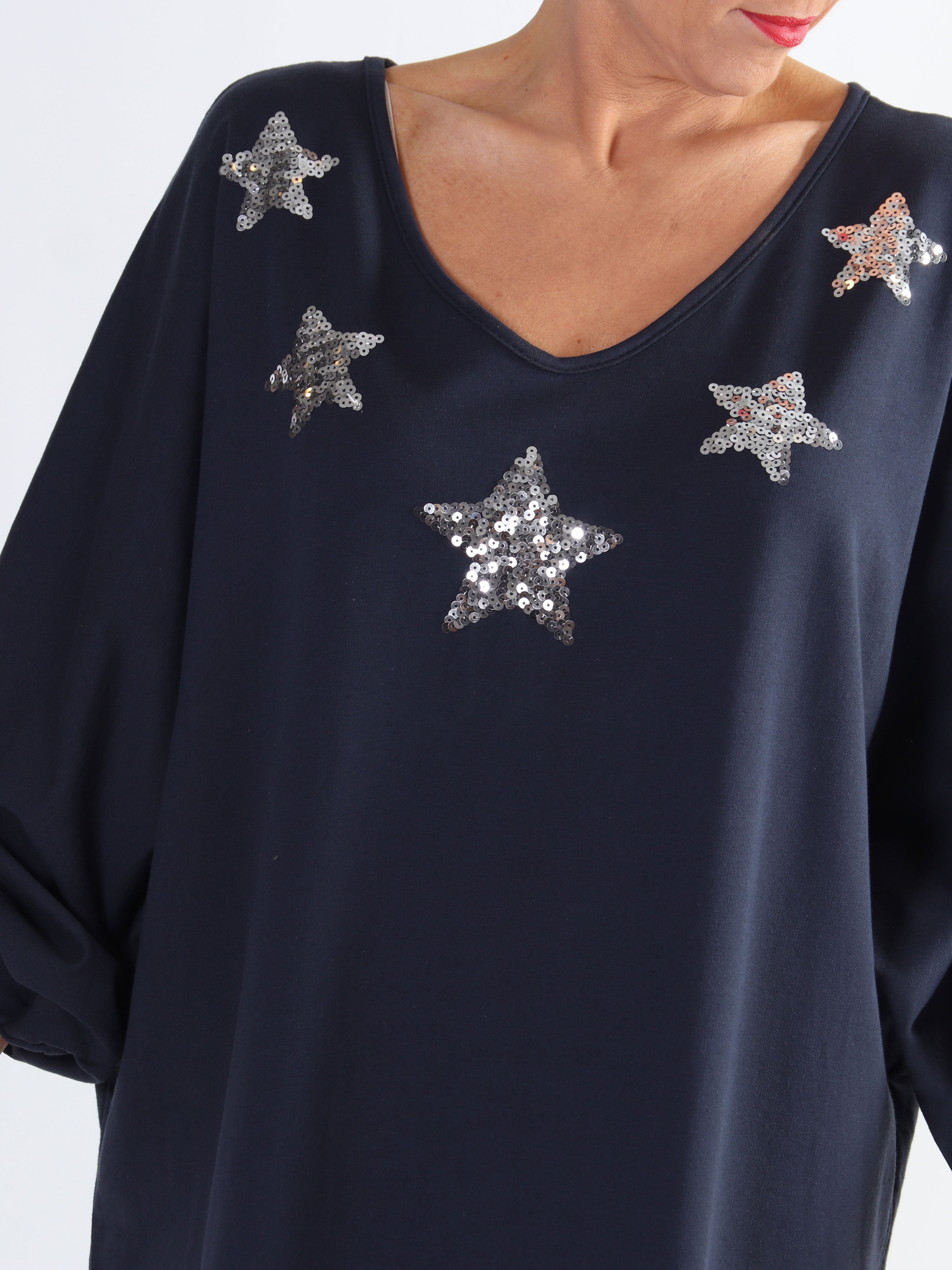 Torino - Plus size joggingkjole med stjerner af pailletter